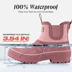 HISEA Women’s Duck Chelsea Rain Boots Waterproof Short Outdoor Mud Garden Boots