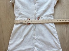 Romper Short Sleeve Women’s Shorts Size 4 Small Ivory Ecru One Piece Zip Up
