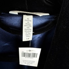 Soma Black Velvet, Midnight-blue Lined Full-Length Robe & Nightgown Set NWT/NWOT