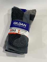 Gildan Ultra Cotton Men’s Cushioned Moisture Wicking Crew Socks 3 Pr 6-12