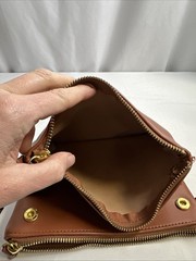 Old Navy Brown Faux Leather Crossbody Double Zipper Purse