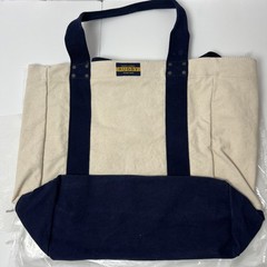 Rugby Ralph Lauren Tote Bag Canvas Ivory Navy Blue New Rare With Tags