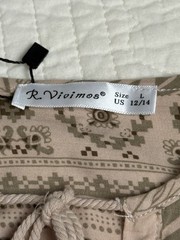 NWT R VIVIMOS Womens Dress Floral Dress Large 12/14 Retro Boho Neutral Tassel