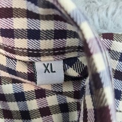 Alan Paine Gingham Check Button Down Shirt Mens XL Navy Burgundy Cotton