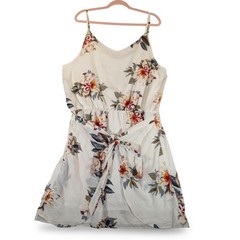 NWT Grace Karin Floral Faux Wrap Dress White Sleeveless Mini Dress 2XL