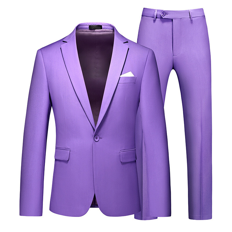 Men’s One Button Formal Suits 2pcs Blazer Jacket Pants Slim Party Grooms Wedding