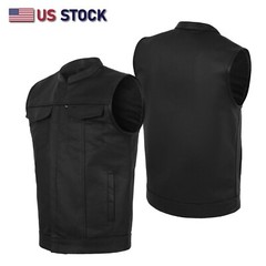 SOA Men’s Leather Vest Anarchy Motorcycle Biker Club Concealed Carry Outlaws
