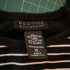 New York & Company Black/White Striped Racerback Tank Dress XL Stretch