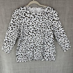 Kim Rogers T-Shirt Womens P/XL White Animal Print 3/4 Sleeve 100% Cotton