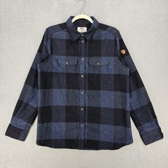 Fjallraven Canada Shirt Womens XL Blue Black Plaid Wool Flannel Snap Up 90835