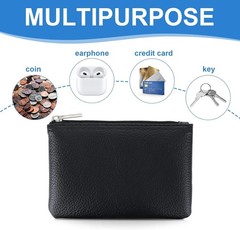 2 Pack Leather Zipper Coin Purse,Portable Change Wallet,Coin Pouch 2PCS Black