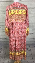 R.Vivimos Women Floral Print Retro VNeck Tassel Bohemian Midi Dress Size L 12/14