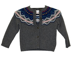 Hanna Andersson Sweater Cardigan Size 100cm US 4 Gray Fair Isle Button Front