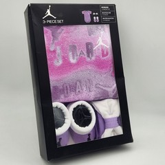 3 Piece Jordan Baby Girls Gift Set / Outfit, 0-6 Months, Headband Booties Purple