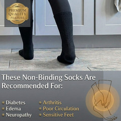 3 6 9 Pairs Diabetic Socks Crew Mens Womens Non-Binding Cotton 9-11 10-13 13-15