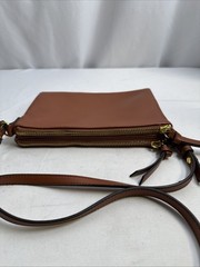 Old Navy Brown Faux Leather Crossbody Double Zipper Purse