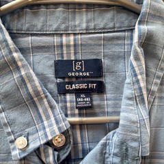 George Men’s Classic Fit Blue Plaid Short Sleeve Button-Down Shirt Pockets XL