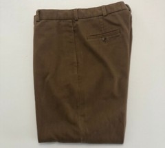 vtg Brooks Brothers 346 Pants 35×29.5 Brown 100% Soft Cotton Twill Hong Kong