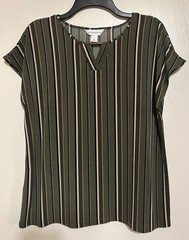 liz claiborne top medium striped blouse army green