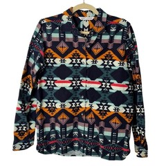 Woolrich Women Size M Southwest Flannel Button-Up Shirt Shacket Top Aztec Cotton