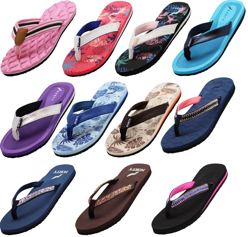 Norty Women’s Beach, Pool, Everyday Flip Flop Thong Sandal – Choose your style