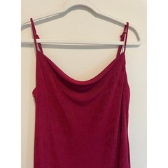 Petal+Pup Magenta Red Cowl Neck Midi Dress Side Slit Adjustable Straps 6