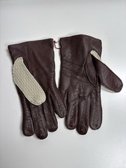 NWT Dents Knit & Leather Driving Gloves Beige/Brown Size M