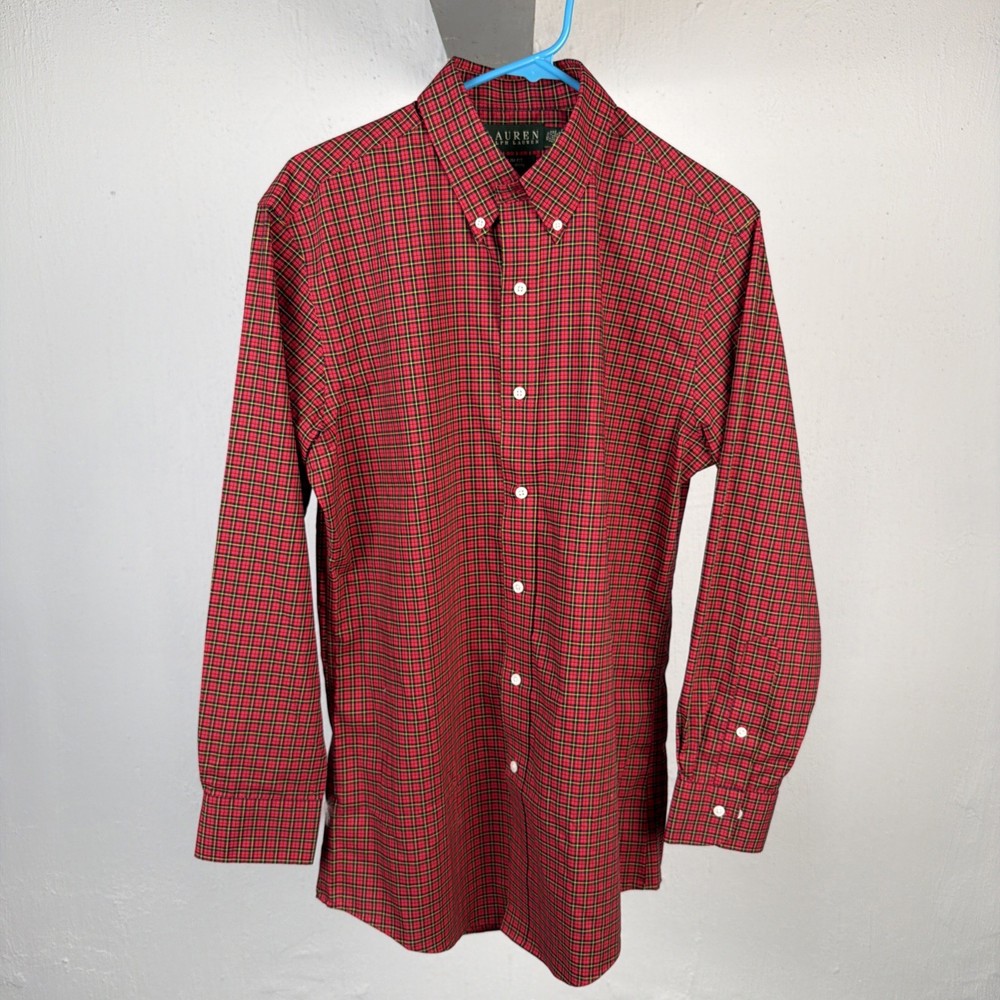 Ralph Lauren Men’s Shirt Red Size Large Long Sleeve Button Up Plaid 15 1/2 32/33