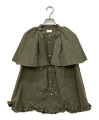 Sono Olive Green Cape Sleeve Ruffled Blouse S Nylon/Cotton Top