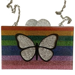 Bari Lynn Elizabeth Sutton Purse Acrylic Pride Rainbow Butterfly Clutch Bag