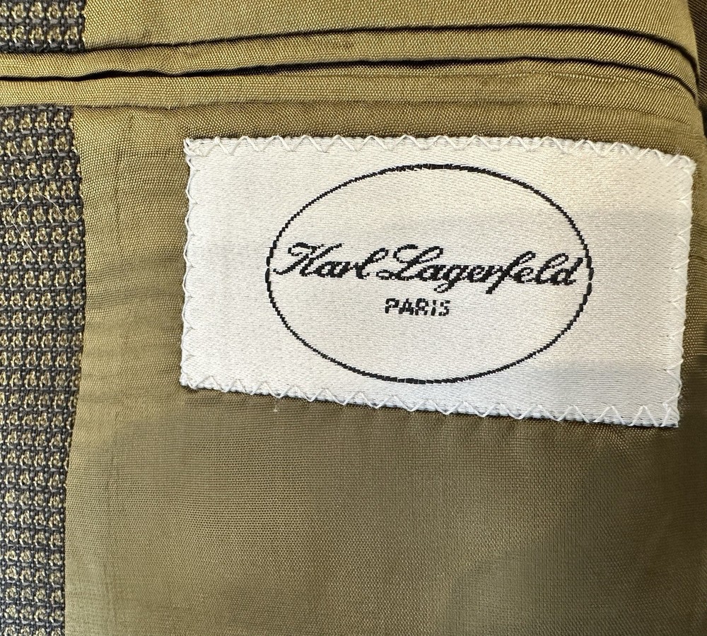 Vintage Karl Lagerfeld Paris Bristol Sport Coat Blazer 46L 100% Wool USA Made