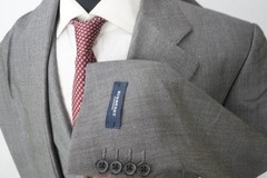 Burberry London Gray Nailhead Wool 2 Pc Suit Jacket Pants 44S BRAND NEW