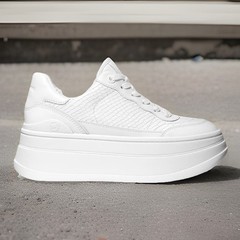 Michael Kors Optic White Hayes Snake Embossed Platform Sneaker Women’s Size 9.5