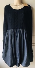 NWT CABBAGES and ROSES Wool Alpaca Mix Top & Ballon Skirt Dress 12/14 Navy Blue