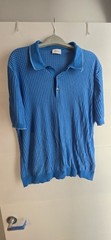 Brioni Men’s Blue Knit Polo Shirt Size 54 Made in Italy Luxury Designer