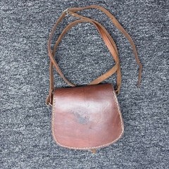 Vintage Leather Saddle Crossbody Bag Studded Concho Boho Western Small Purse