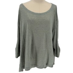 Adrienne Vittadini Linen Blend Stripe Dolman Sleeve Top 3X