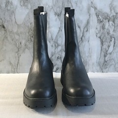 Chelsea Biker Combat Boots Mid-Calf Platform Chunky Heel Lug Sole Black 8 1/2
