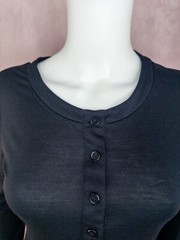 NWT Paskho Women’s Black Silk Wool Long Sleeve Crewneck Shirt Small