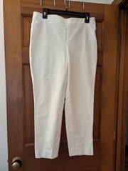 Talbots Womans Chatham Ankle Pants CURVY 12 White Side Zip 34×29