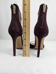 Vince Camuto Purple Suede Pointed Toe Heels with Gold Ankle Straps Size 7.5M