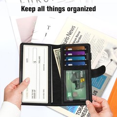 Fintie Checkbook Cover for Personal Checkbook, 7*3.8 inches, Black and Brown