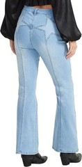 Altar’d State Kayla High-Waisted Star Print Flare Jeans Light Wash Denim