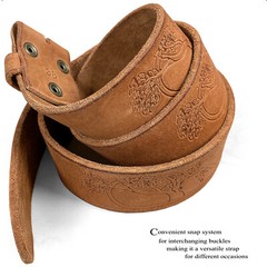 Embossed Casual Genuine Full Grain Leather Belt Strap 1-3/4″(45mm) Wide
