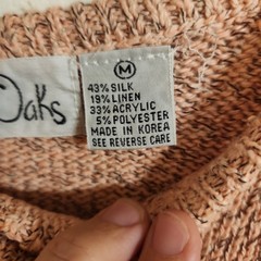 Vintage 90s Wye Oaks Silk Linen Blend Knit Tank Top Medium Boho Twee Style Peach
