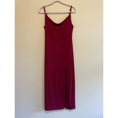 Petal+Pup Magenta Red Cowl Neck Midi Dress Side Slit Adjustable Straps 6