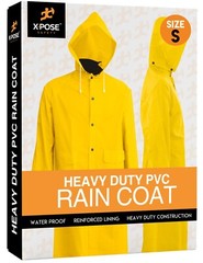 Heavy Duty Yellow Rain Coat .35mm PVC 48in Jacket with Detachable Hood
