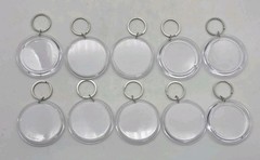 Picture Frame Keychain Clear Acrylic 2.75″ Round Photo Holder Keyring Lot Of 10