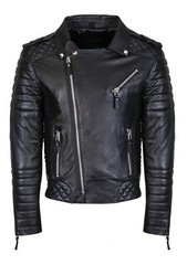 MENS ASYMMETRICAL BIKER LEATHER JACKET SLIM FIT 100% SHEEPSKIN REAL LEATHER
