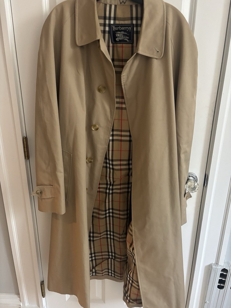 VTG Burberry Prorsum Khaki Nova Check Men’s Beige Trench Coat Size 40L